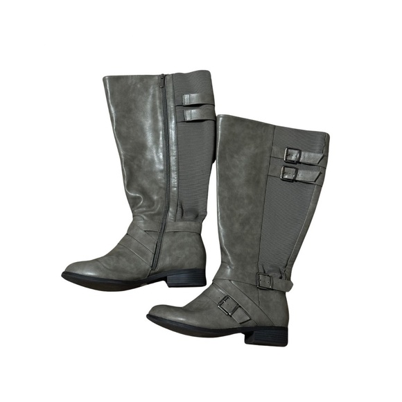 Torrid Women's Buckle Knee-High Boots grey 10 Wide Calf - Picture 2 of 4